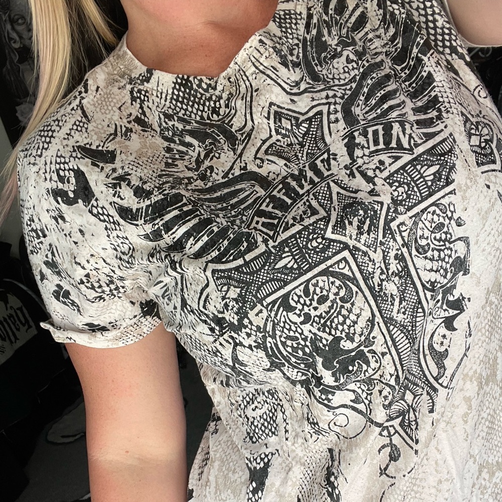 NEW AFFLICTION LIVE FAST WOMENS TOP GRUNGE BIKER SNAKE 💀🖤